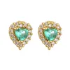 Boucles d'oreilles Cmoonry luxe vert cristal CZ zircone bijoux de mariage 2024 mode or couleur coeur pour femmes fille