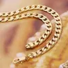 Hip hop mens real solid 14k gold Filled necklace cuban link chain 24-26 inch NEW228d