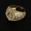 Bandringe, klassische goldfarbene Ringe für Herren, Goldfarben, eingelegt mit weißem Zirkon, Krone, Punk-Ring, Freund, Party, Modeschmuck, G304W