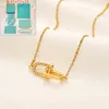 New Gold Plated Diamond Pendant Necklaces Designer Jewelry Long Chain Stainless Steel Luxury Charm Women Necklace Classic Design Boutique Necklace