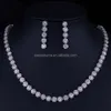 Re4288 Set di orecchini da collana rotondi con zirconi cubici, cz, set di gioielli da sposa da donna