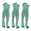 Femmes chaussettes à rayures douces 3 paires bas blancs verts avec une élasticité élevée pour la fête de la scène de Noël des vacances