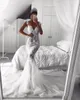 Sirène robes élégantes illusion couverte boutons arrière en dentelle applique chapel train sur mesure vestiaire vestiaire de novia yd