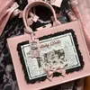 JIAERDI Fairycore Lolita Einkaufstasche Damen Harajuku Schleife Griff Leder Rosa Handtasche Damen Vintage Große Kapazität JK Umhängetasche 240226