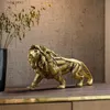 Objets décoratifs Figurines NORTHEUINS résine doré Lion roi Figurines maison bureau bureau moderne Animal Statue décoration accessoires salon décor T2403