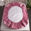 Thicken Quilted Mattress Cover King Queen Quilted Bed Fitted Bed Sheet Anti-Bacteria Mattress Topper Pink Bed Pad Protector 20234m