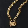 Kvinnor hänge halsbandskedja 18k gult guldfylld hänglås hjärta smycken gåva hög kvalitet polerad273s