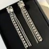Trend Square Crystal Tassel hanger zilveren kleur lange oorbellen vrouwenontwerper topkwaliteit mooie feest luxe sieraden