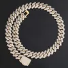 Hip Hop bijoux 18mm d'épaisseur lien cubain collier de diamant pour hommes plaqué or Miami chaîne glacé Cz broche