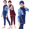 Roupa de banho modesta muçulmano islâmico crianças praia buthing ternos 3 pçs capa completa conjuntos burkinis meninas verão maiô