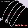 Whole-16-30 Inches 20PCS Snake Necklace Chains 1 2MM Real 925 Sterling Silver Findings DIY Jewelry 235z