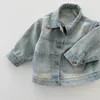 Vestes 2024 printemps dans les enfants bébé filles garçons vêtements de mode enfants Denim lavage à l'eau haut à simple boutonnage veste de manteau en bas âge