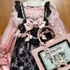 JIAERDI Fairycore Lolita Einkaufstasche Damen Harajuku Schleife Griff Leder Rosa Handtasche Damen Vintage Große Kapazität JK Umhängetasche 240226
