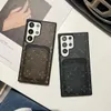 Samsung S22 S23 S24 Plus Ultra Telefon Kılıfları Güzel Lu Kahverengi Çiçek Retro Deri Kart Cüzdan Tasarımcı Kılıfı S 22 23 S24 S25 S26 S26 Logo Kutusu Paketleme