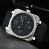 2024 Beller mens women Wristwatches Men Automatic Mechanical Watch Bell Brown Leather Black Ross Rubber Wristwatches Gift