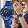 Frauen Mode blau Quarzuhr Dame Casual Wasserdicht Einfache Armbanduhr Geschenk für Mädchen Frau Saat Relogio Feminino Box 210624303k