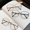 G home fashion horse button large box anti blue light glasses women street photography trend decorative flat lens myopia lens frame