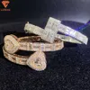 Nouveauté bijoux fins bracelets de Couple populaires glacé d Vvs1 Moissanite Baguette diamants argent 925 Bracelet pour hommes femmes