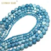 Lösa ädelstenar fina aaa naturliga himmelblå porslin larimar runda stenpärlor för smycken som gör DIY armband halsband 4/6/8/10/12mm