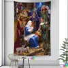 Tapissries Christmas Tapestry Santa Claus hängande öppen spis hem dekoration födelse scen rum dekor snögubbe julgran vägg tapestry t240309