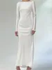 Casual Dresses Tossy White Backless Slim Langes Kleid Damen Ärmel Bandage Patchwork Party Solide Elegante Sommer Frauen Maxi