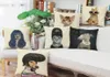 Arten von Vintage-Humanoid-Katzen-Hunden-Tierleinen-Kissenbezug, Leinen-Kissenbezug, 42 x 42 cm, 7081650