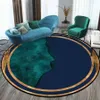 Tapetes área tapete para sala de estar moderno azul escuro verde ouro padrão luxo redondo poliéster tapetes quarto decor262k