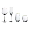 Tumblers Withered Creative Hammer Pattern Gold Edge Glass Cup Nordic Vintage Crystal High Foot Champagne Wholesale