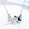 Colgantes PANJBJ 925 Sterling Silver Butterfly Crystal Kpop Collar para mujer Chica Simple Mujer Zircon Joyería Gota al por mayor