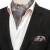 Linbaiway Mannen Pakken Ascot Stropdas Set Voor Man Das Stropdassen Zakdoek Bloemen Paisley Pochet Bruiloft Custom LOGO Neck258V