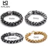 KALEN Punk Skull Pulseras Hombres Acero inoxidable Brillante Mate Cráneo Charm Link Cadena Brecelets Joyería gótica masculina 240226