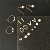 Stud Earrings Gorgeous Pretty Gold Color Plating Small Arrow Pearl Circle 9 Pairs For Women Girl Lovely Jewelry