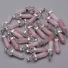 Moda pedra natural de boa qualidade quartzo rosa pingente colares para fazer jóias charme ponto peças 24-50 pçs / lote inteiro 211234y