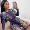 Kobiet kombinezonu kobiet serpentynowy nadruk okrągły szyja Body Bodysuit Bodycon chuda streetwear 240227