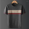 Men's T Shirts 2023 Plus Size Autumn Half Sleeve Sweater Mens Short T-shirt Bee Jacquard Embroidery Casual Line Top Large