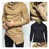 Heren T-shirts Mannen Longline T-shirt Designer Hoops Kraag Lange Mouw Hip Hop Effen Shirts Heren Onregelmatige Tops Tee1 Drop Levering Verschijnen Dhp8Z