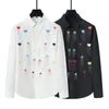 Camisa clássica masculina de designer ao ar livre casual preto e branco % 95 algodão lapela camisa de manga longa M-3XL