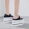 Sapatos casuais couro genuíno branco mulheres tênis 10 cm plataforma alta para 2024 negros robustos