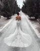 Abiti da sirena Eleganti pulsanti coperti di illusione posti a pizzo Applique Capel Train abito da sposa su misura Vestido de novi YD