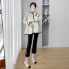 Skjortor 8266# 2022 Autumn Korean Fashion Maternity Blauses Chic ins ruffle Loose Shirt Clothes for Pregnant Women Graviditet Tops