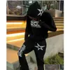 Herrtröjor tröjor herr hoodies y2k harajuku gotisk tröja fleece zip up hoodie trend skelett tryck jacka kappa kläder dh419