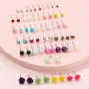 Stud Earrings 30 Pairs Women Acrylic Crystal Small Flower Sets Girl Child Earring Jewelry