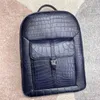 Mochila Exótica Piel De Vientre De Cocodrilo Genuino Azul Marino Hombres Grande Auténtico Cuero De Cocodrilo Real Hombre Bolsa De Viaje De Negocios Paquete