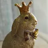 American Light Luxury Retro Harts Crown Rabbit Tray Storage Desktop Ornament Home Decoration Fairy Tale Garden Figures Crafts 240304