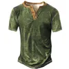 Herrenhemden Henley Plain Shirt V-Ausschnitt Bedrucktes Top Vintage Baumwolle Übergroßes T-Shirt Männer Harajuku Kleidung Streetwear Homme 230226