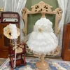 Vêtements de chien Blanc Dentelle Bow Sling Robe de mariée pour petits chiens moyens 2024 Printemps Été Vêtements pour animaux de compagnie Mode Mignon Lolita Chiot Jupes