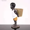 Oggetti decorativi Figurine Figurina africana Ragazzino Tribale Kid Statua Scultura Pezzo d'arte Decor per la casa Vaso di stoccaggio Tavolo Stand Sala studio Ornamento T240309