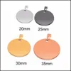 Stainless Steel Blank Round Charm 15Mm 20Mm 25Mm 30Mm Blue Black Gold Heart Shape Pendant For Necklace Buyer Own Engraving Dr Otxcq LL