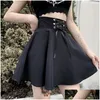 Skirts Womens Basic Versatile Flared Casual Mini Skater Skirt High Waisted School Goth Punk Black Harajuku Drop Delivery Dhpmy