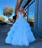 Baby Blue Ball Prom Dress Dress Spaghetti فساتين سهرة رسمية سهرة أنيقة ثيابين تنورة من أجل المناسبات الخاصة مسابقة Quinceanera Robe de Soiree